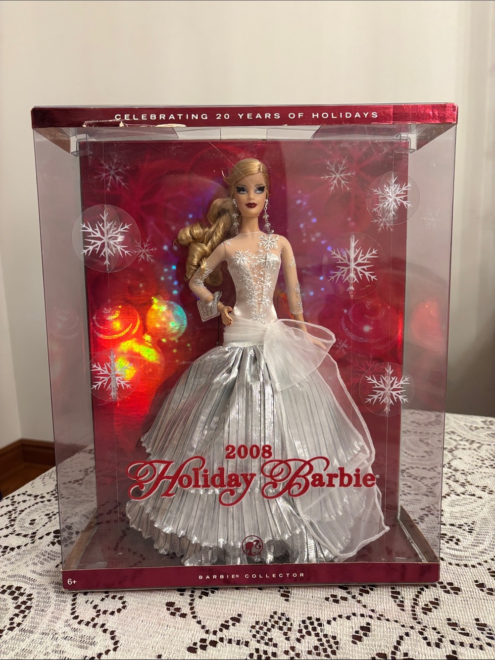 Barbie 2008 Holiday Collector Doll in Silver and White Gown